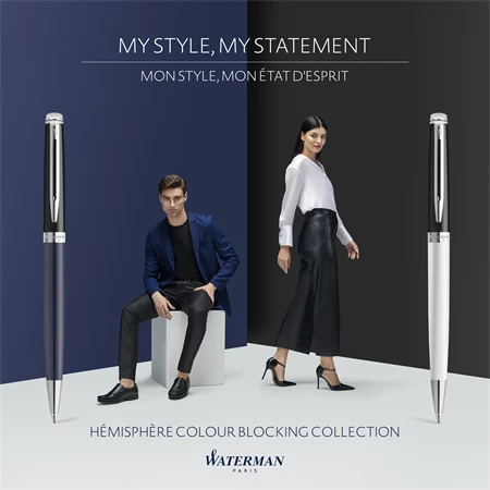 WATERMAN Hemisphere golyóstoll color blocking fekete-fehér, ezüst klipsz