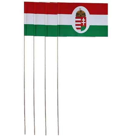 Zászló papír, hurkapálcán, magyar nemzeti címeres (100gr. papír)