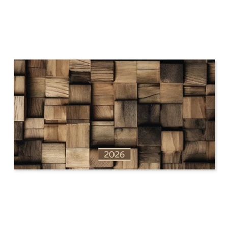 Zsebaptár 2026 heti fekvő tűzött mini Wood