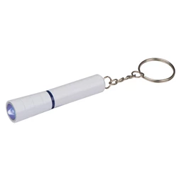 Kulcstartó LED lámpával, fém 12 x o 1,3(2,3) cm, fehér