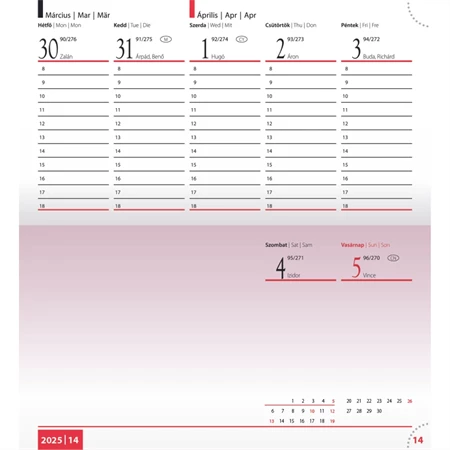 Zsebnaptár 2026 fekvő 9x16,5cm REAL Kensington barna