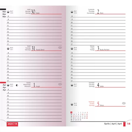 Zsebnaptár 2026 heti 9x16,5cm REAL Flexi álló elrendezésű, jázmin