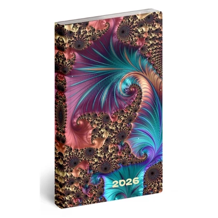 Zsebnaptár 2026 heti 9x16,5cm REAL Flexi álló elrendezésű, fraktál