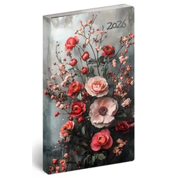 Zsebnaptár 2026 heti 9x16,5cm REAL Flexi álló elrendezésű, jázmin