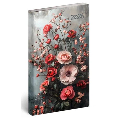 Zsebnaptár 2026 heti 9x16,5cm REAL Flexi álló elrendezésű, jázmin