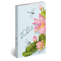 Zsebnaptár 2026 heti 9x16,5cm REAL Flexi álló elrendezésű, lótusz