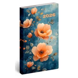 Zsebnaptár 2026 heti 9x16,5cm REAL Flexi álló elrendezésű, szirmok