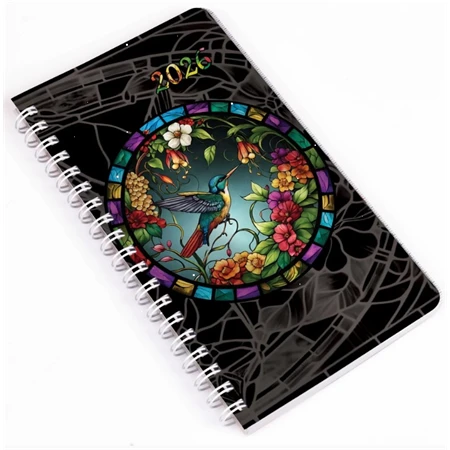 Zsebnaptár 2026 heti B/6 REAL spirál, álló elrendezés, kolibri