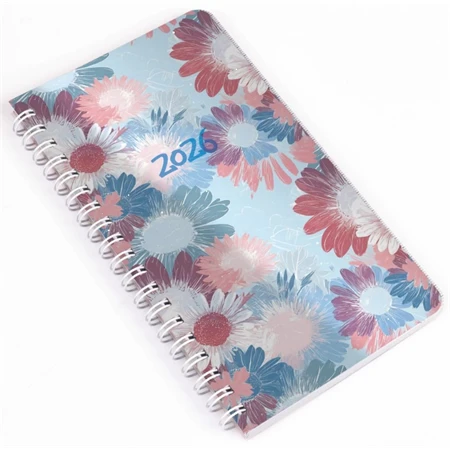 Zsebnaptár 2026 heti B/6 REAL spirál, álló elrendezés, virágok