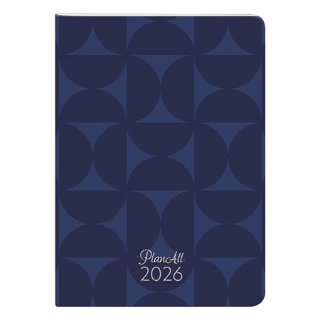 Zsebnaptár 2026 heti LIZZY B/6 puhafedeles tűzött PlanAll aranyozott Blue