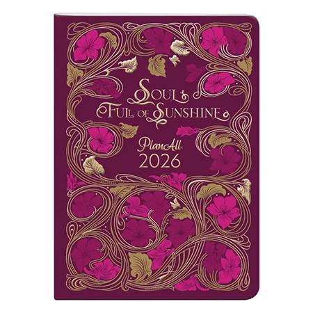 Zsebnaptár 2026 heti LIZZY B/6 puhafedeles tűzött PlanAll aranyozott Cardinal