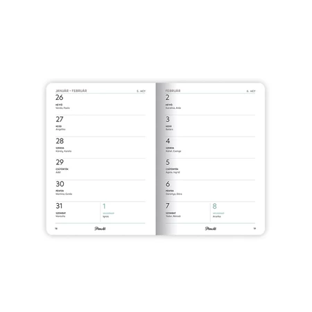 Zsebnaptár 2026 heti LIZZY B/6 puhafedeles tűzött PlanAll aranyozott Gold Touch