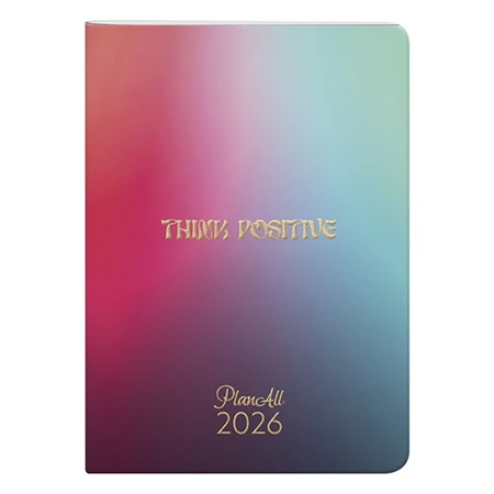 Zsebnaptár 2026 heti LIZZY B/6 puhafedeles tűzött PlanAll aranyozott Positiv