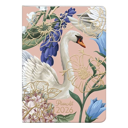 Zsebnaptár 2026 heti LIZZY B/6 puhafedeles tűzött PlanAll aranyozott Swan