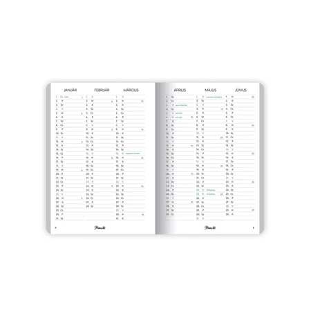 Zsebnaptár 2026 heti LIZZY B/6 puhafedeles tűzött PlanAll aranyozott Swan