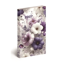 Zsebnaptár 2026 heti álló 9x16,5cm REAL Flexi 5811-86 lilavirág