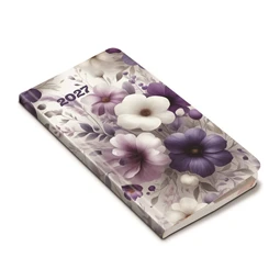 Zsebnaptár 2026 heti álló 9x16,5cm REAL Flexi 5811-86 lilavirág
