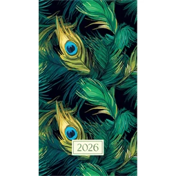 Zsebnaptár 2026 heti álló OFFICE 21  2026 papírborítós Silk pávatoll