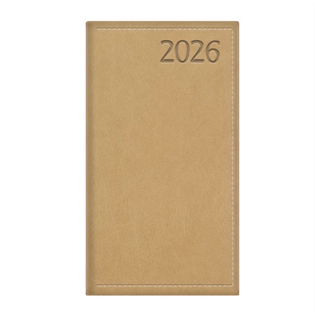 Zsebnaptár 2026 heti álló TOPTIMER Traditional T030 fehér lapos bézs