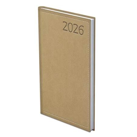 Zsebnaptár 2026 heti álló TOPTIMER Traditional T035 fehér lapos bézs