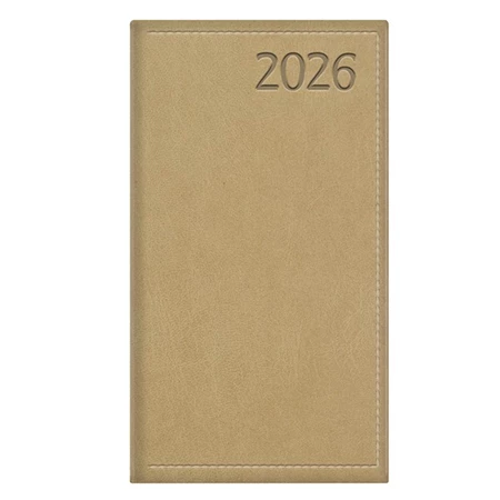 Zsebnaptár 2026 heti álló TOPTIMER Traditional T035 fehér lapos bézs