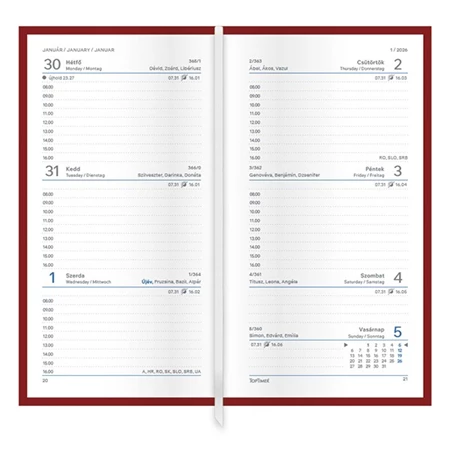 Zsebnaptár 2026 heti álló TOPTIMER Traditional T035 fehér lapos bézs