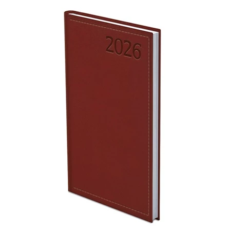 Zsebnaptár 2026 heti álló TOPTIMER Traditional T035 fehér lapos bordó