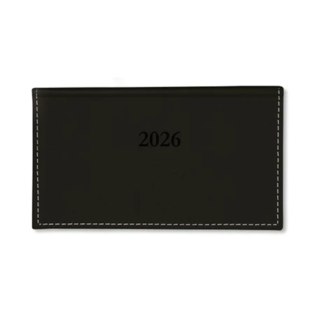 Zsebnaptár 2026 heti fekvő Period Chamois körbevarrott fekete