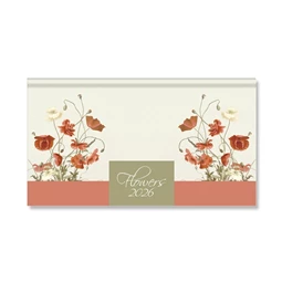 Zsebnaptár 2026 heti fekvő Period Flowers Beige