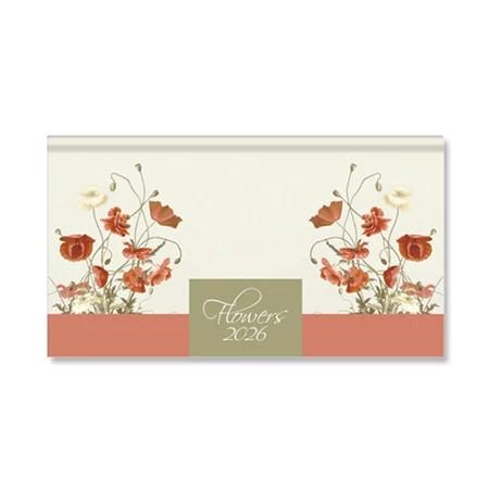 Zsebnaptár 2026 heti fekvő Period Flowers Beige