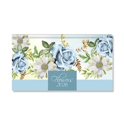Zsebnaptár 2026 heti fekvő Period Flowers Blue