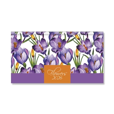 Zsebnaptár 2026 heti fekvő Period Flowers Purple