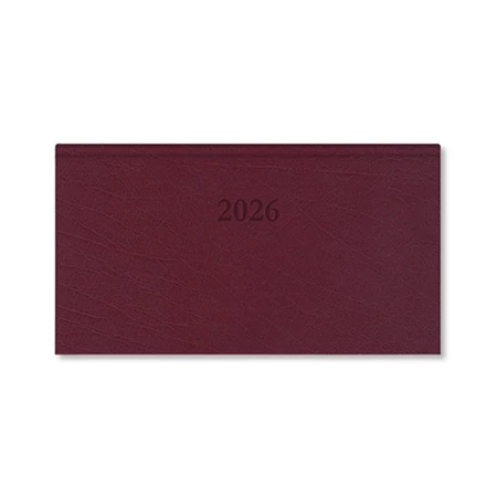 Zsebnaptár 2026 heti fekvő Period Standard műbőr bordó