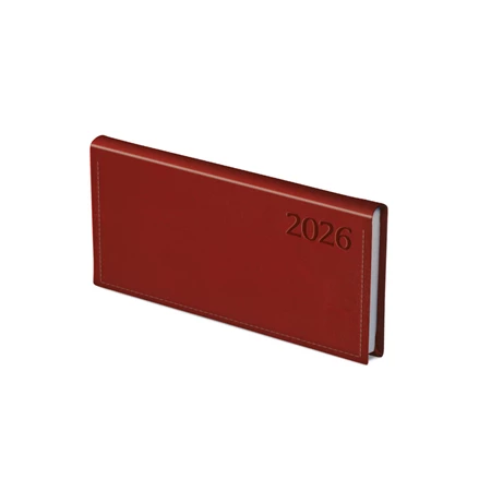 Zsebnaptár 2026 heti fekvő TOPTIMER Traditional T030 fehér lapos bordó