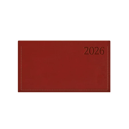 Zsebnaptár 2026 heti fekvő TOPTIMER Traditional T030 fehér lapos bordó