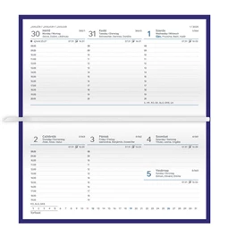 Zsebnaptár 2026 heti fekvő TOPTIMER Traditional T030 fehér lapos kék