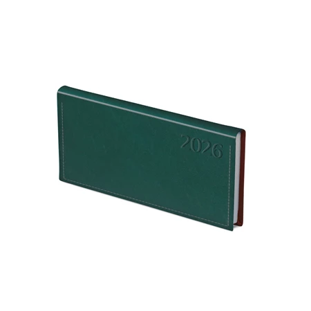 Zsebnaptár 2026 heti fekvő TOPTIMER Traditional T030 fehér lapos zöld