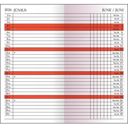Zsebnaptár 2027 REAL leporelló bordó 75 x 145mm PVC 24 oldalas