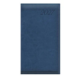 Zsebnaptár 2027 TOPTIMER Image I035 álló elrendezésű kék matt műbőr, órás chamois belső lapokkal
