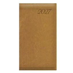 Zsebnaptár 2027 TOPTIMER Image I035 álló elrendezésű mustár matt műbőr, órás chamois belső lapokkal