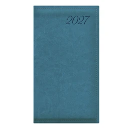Zsebnaptár 2027 TOPTIMER Image I035 álló elrendezésű türkiz matt műbőr, órás chamois belső lapokkal