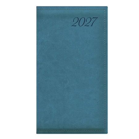 Zsebnaptár 2027 TOPTIMER Image I035 álló elrendezésű türkiz matt műbőr, órás chamois belső lapokkal