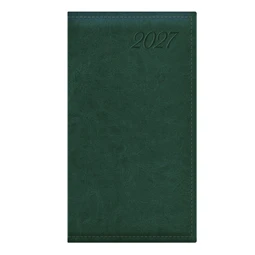 Zsebnaptár 2027 TOPTIMER Image I035 álló elrendezésű zöld matt műbőr, órás chamois belső lapokkal