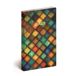Zsebnaptár 2027 heti álló 9x16,5cm REAL Flexi 5811-84 mozaik