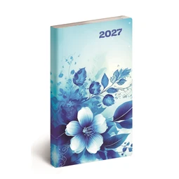 Zsebnaptár 2027 heti álló 9x16,5cm REAL Flexi 5811-85 kékvirág