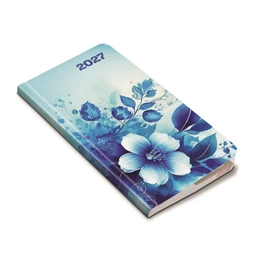 Zsebnaptár 2027 heti álló 9x16,5cm REAL Flexi 5811-85 kékvirág