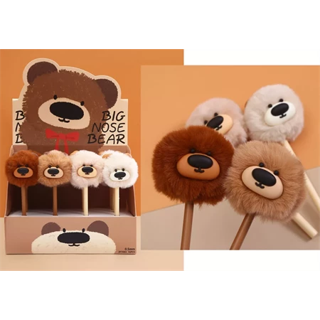 Zseléstoll Medve kupakos, 0,5mm, pom-pomos, vegyes szinben, 1db