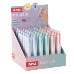 Zseléstoll Mini APLI Pocket Gel 0,5 mm, vegyes pasztell színek, nyomógombos