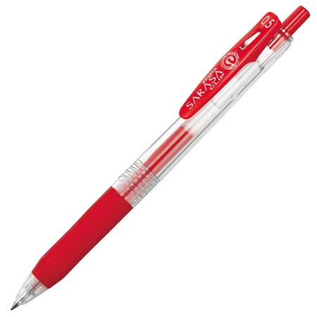Zseléstoll ZEBRA Sarasa Clip, 0,5 nyomógombos, piros, golyóátmérője 0,5 mm, írásvastagság 0,33 mm piros