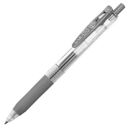 Zseléstoll ZEBRA Sarasa Clip, 0,5 nyomógombos, szürke, golyóátmérője 0,5 mm, írásvastagság 0,33 mm szürke szin